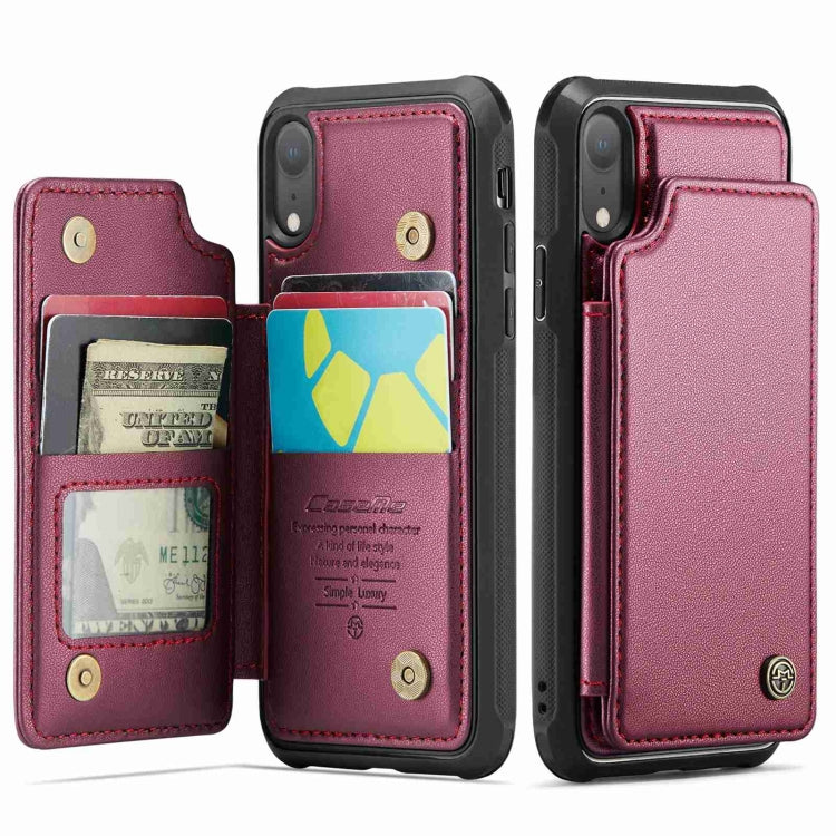 For iPhone XR CaseMe C22 Card Slots Holder RFID Anti-theft Phone Case(Wine Red) - More iPhone Cases by CaseMe | Online Shopping UK | buy2fix