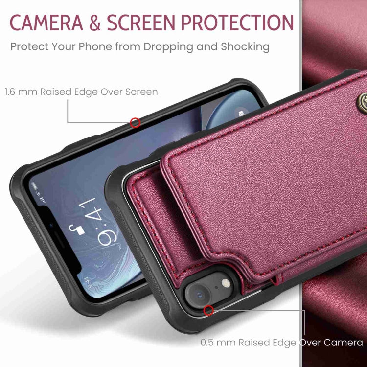 For iPhone XR CaseMe C22 Card Slots Holder RFID Anti-theft Phone Case(Wine Red) - More iPhone Cases by CaseMe | Online Shopping UK | buy2fix