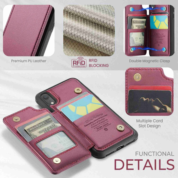 For iPhone XR CaseMe C22 Card Slots Holder RFID Anti-theft Phone Case(Wine Red) - More iPhone Cases by CaseMe | Online Shopping UK | buy2fix