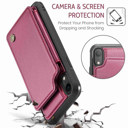 For iPhone XR CaseMe C22 Card Slots Holder RFID Anti-theft Phone Case(Wine Red) - More iPhone Cases by CaseMe | Online Shopping UK | buy2fix