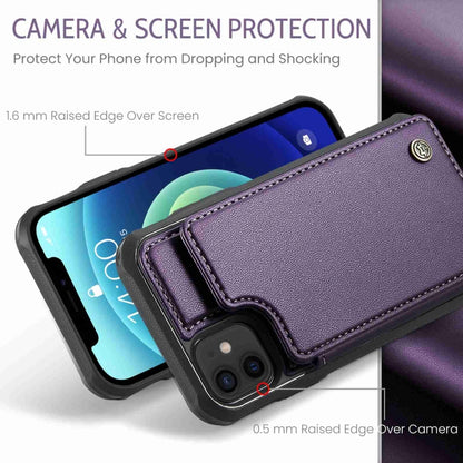 For iPhone 12 / 12 Pro CaseMe C22 Card Slots Holder RFID Anti-theft Phone Case(Purple) - iPhone 12 / 12 Pro Cases by CaseMe | Online Shopping UK | buy2fix