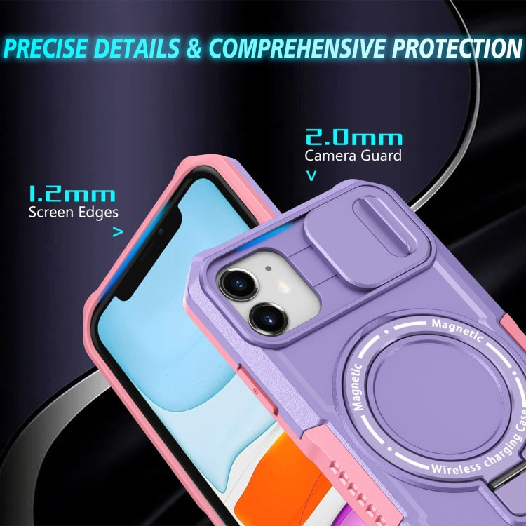 For iPhone 11 Sliding Camshield Magsafe Holder TPU Hybrid PC Phone Case(Pink Purple) - iPhone 11 Cases by buy2fix | Online Shopping UK | buy2fix