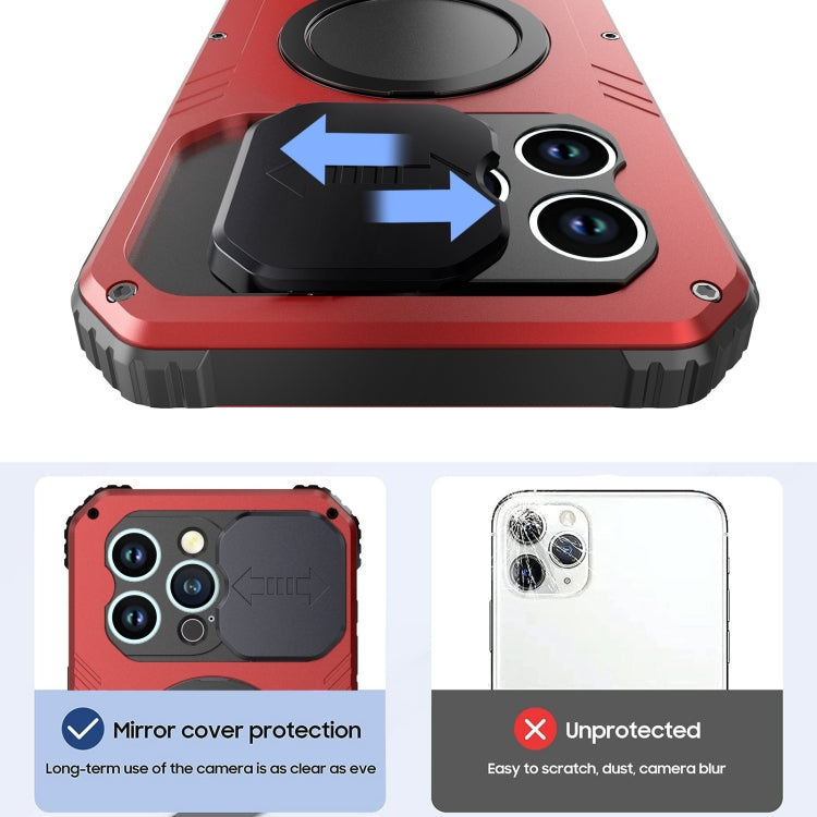 For iPhone 15 Camera Shield MagSafe Holder Life Waterproof Phone Case(Red) - iPhone 15 Cases by buy2fix | Online Shopping UK | buy2fix