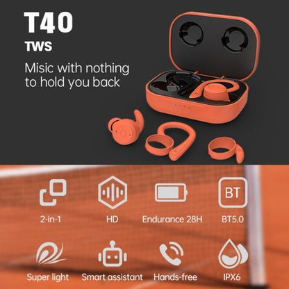 T&G T40 TWS IPX6 Waterproof Hanging Ear Wireless Bluetooth Earphones with Charging Box(Blue) - TWS Earphone by T&G | Online Shopping UK | buy2fix