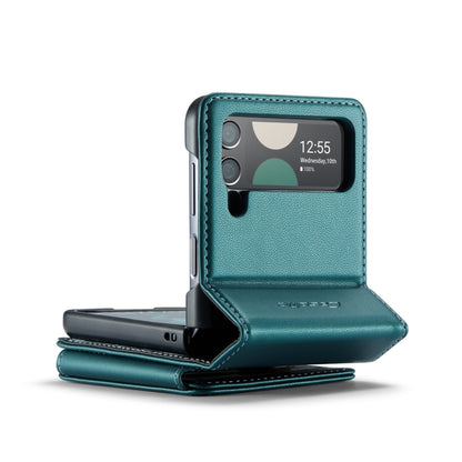 For Samsung Galaxy Z Flip4 5G CaseMe C22 PC+TPU Business Style RFID Anti-theft Leather Phone Case(Blue Green) - Galaxy Z Flip4 5G Cases by CaseMe | Online Shopping UK | buy2fix