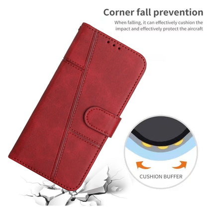 For Motorola Moto G Play 5G 2024 Stitching Calf Texture Buckle Leather Phone Case(Red) - Motorola Cases by buy2fix | Online Shopping UK | buy2fix