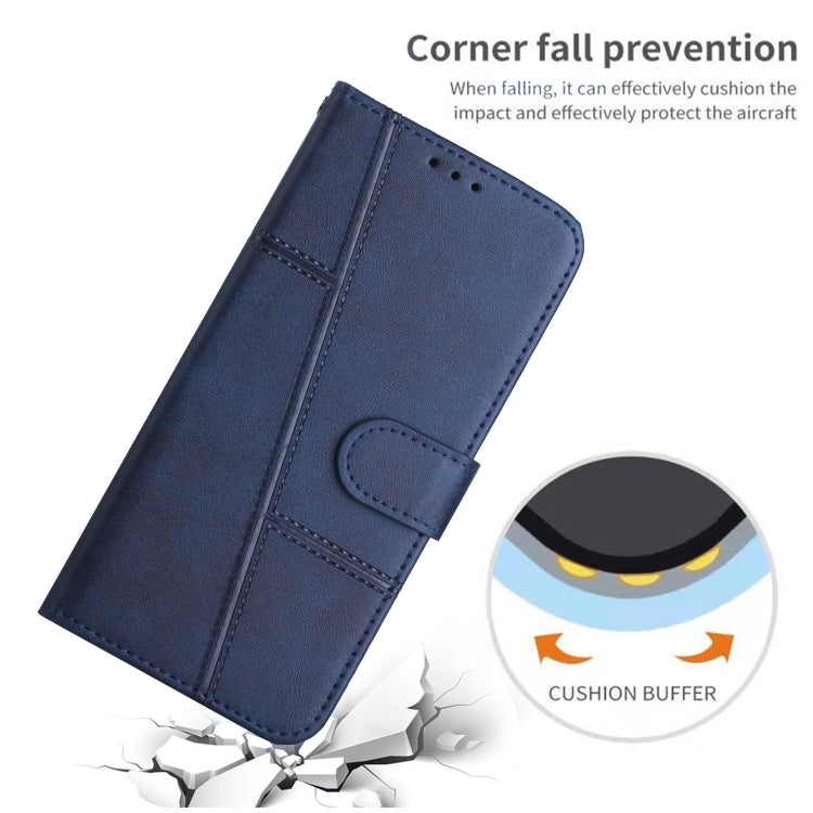 For Motorola Moto G Power 2024 Stitching Calf Texture Buckle Leather Phone Case(Blue) - Motorola Cases by buy2fix | Online Shopping UK | buy2fix