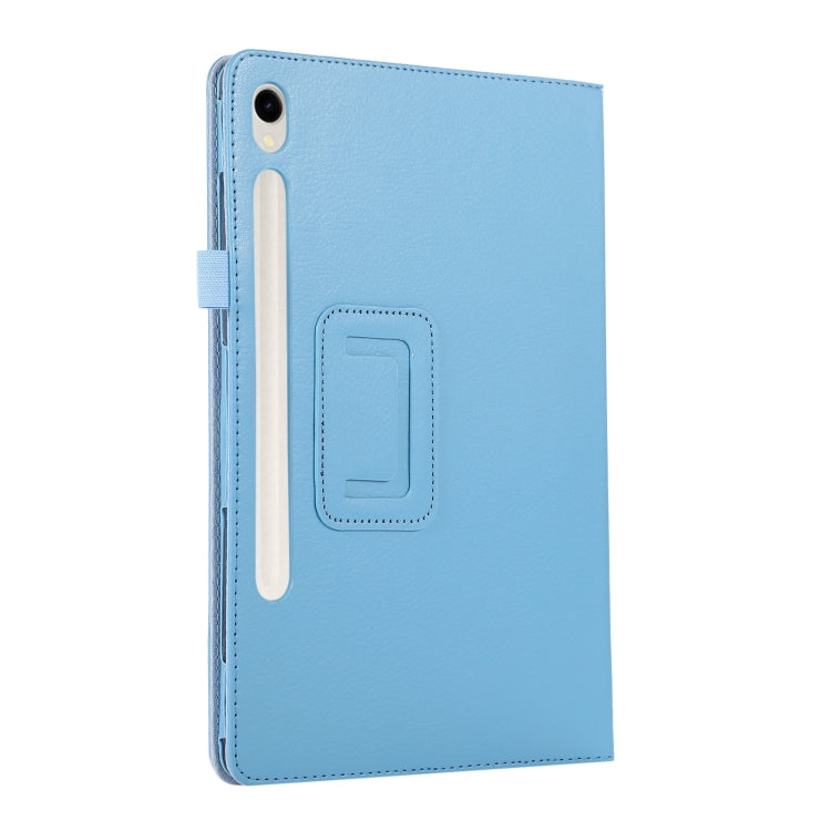 For Samsung Galaxy Tab S9+ Litchi Texture Leather Tablet Case with Holder(Sky Blue) - Other Galaxy Tab PC by buy2fix | Online Shopping UK | buy2fix