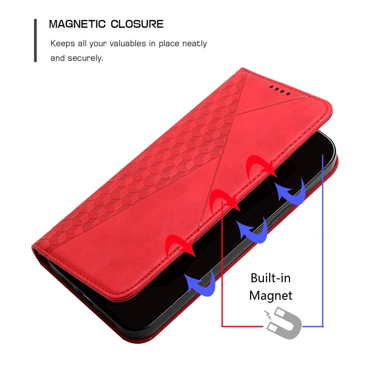 For Motorola Moto G Play 2024 Diamond Splicing Skin Feel Magnetic Leather Phone Case(Red) - Motorola Cases by buy2fix | Online Shopping UK | buy2fix