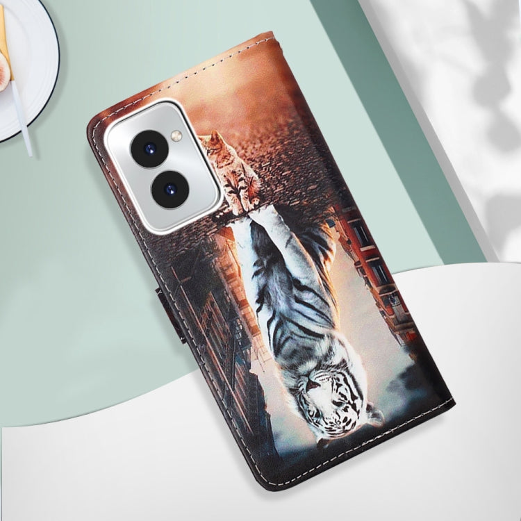 For Motorola Moto G Power 5G 2024 Colored Drawing Pattern Plain Weave Leather Phone Case(Cats And Tigers) - Motorola Cases by buy2fix | Online Shopping UK | buy2fix