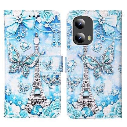 For Motorola Moto G Play 5G 2024 Colored Drawing Pattern Plain Weave Leather Phone Case(Tower Butterfly) - Motorola Cases by buy2fix | Online Shopping UK | buy2fix