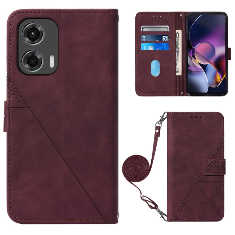 For Motorola Moto G Stylus 5G 2024 Crossbody 3D Embossed Flip Leather Phone Case(Wine Red) - Motorola Cases by buy2fix | Online Shopping UK | buy2fix