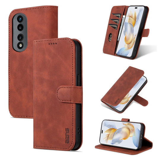 For Honor 90 AZNS Skin Feel Calf Texture Flip Leather Phone Case(Brown) - Honor Cases by AZNS | Online Shopping UK | buy2fix