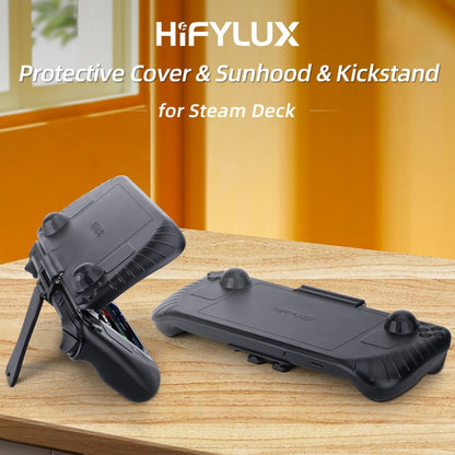 For Steam Deck Hifylux 3 in 1 Gaming Console Protector Guard Monitor Cover Sun Hood Kickstand Holder Mount(Black) - Cover Case by buy2fix | Online Shopping UK | buy2fix