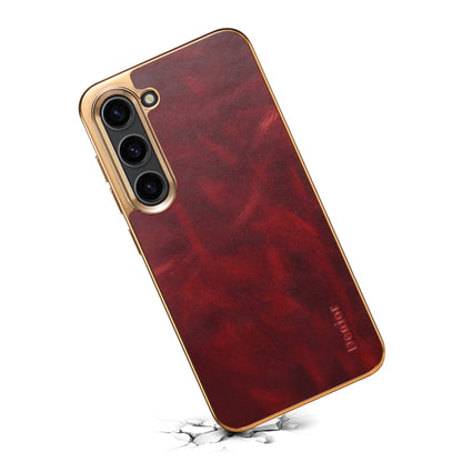 For Samsung Galaxy S23+ 5G Denior Oil Wax Leather Electroplating Phone Case(Red) - Galaxy S23+ 5G Cases by Denior | Online Shopping UK | buy2fix