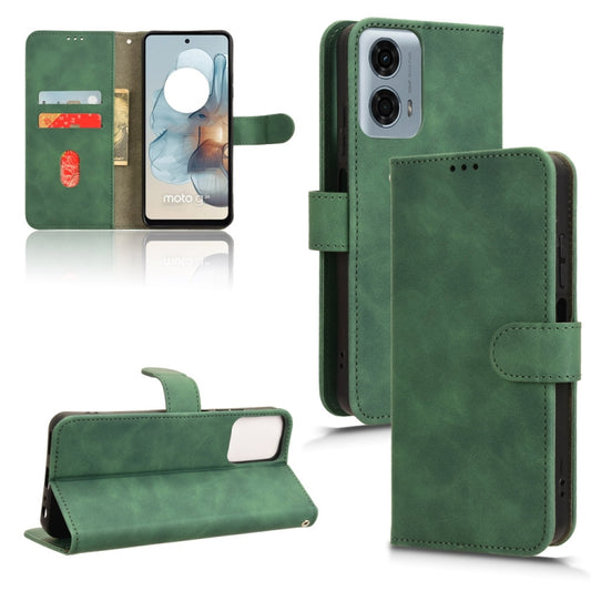 For Motorola Moto G Power 5G 2024 Skin Feel Magnetic Flip Leather Phone Case(Green) - Motorola Cases by buy2fix | Online Shopping UK | buy2fix