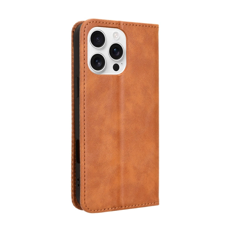 For iPhone 16 Pro Max Magnetic Buckle Retro Texture Leather Phone Case(Brown) - iPhone 16 Pro Max Cases by buy2fix | Online Shopping UK | buy2fix