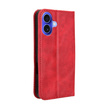 For iPhone 16 Magnetic Buckle Retro Texture Leather Phone Case(Red) - iPhone 16 Cases by buy2fix | Online Shopping UK | buy2fix