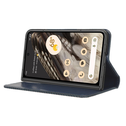 For Google Pixel Fold Magnetic Buckle Retro Texture Leather Phone Case(Blue) - Google Cases by buy2fix | Online Shopping UK | buy2fix