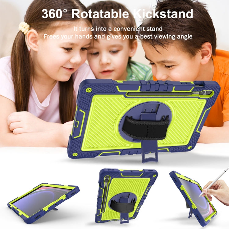 For Samsung Galaxy Tab S9+ 360 Degree Rotation PC Contrast Silicone Tablet Case(Navy Blue + Yellow Green) - Galaxy Tab S9+ Cases by buy2fix | Online Shopping UK | buy2fix