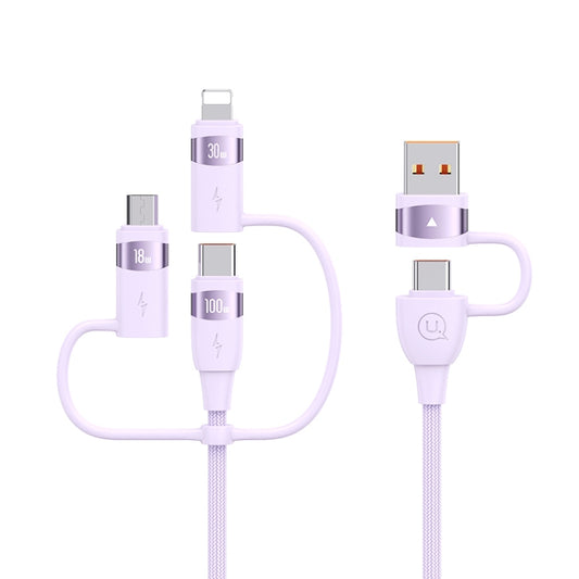 USAMS US-SJ645 U85 1.2m PD100W 6 in 1 Alloy Multifunctional Fast Charging Cable(Purple) - Multifunction Cable by USAMS | Online Shopping UK | buy2fix