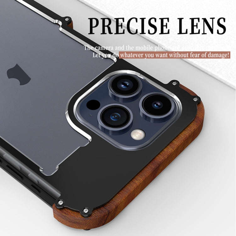 For iPhone 16 Plus R-JUST Ironwood Generation Metal Hybrid Wood Phone Case - iPhone 16 Plus Cases by R-JUST | Online Shopping UK | buy2fix