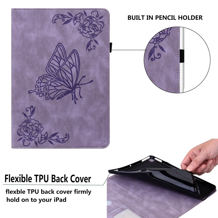 For Lenovo Tab M11/Xiaoxin Pad 11 2024 Butterfly Flower Embossed Leather Tablet Case(Purple) - Lenovo by buy2fix | Online Shopping UK | buy2fix