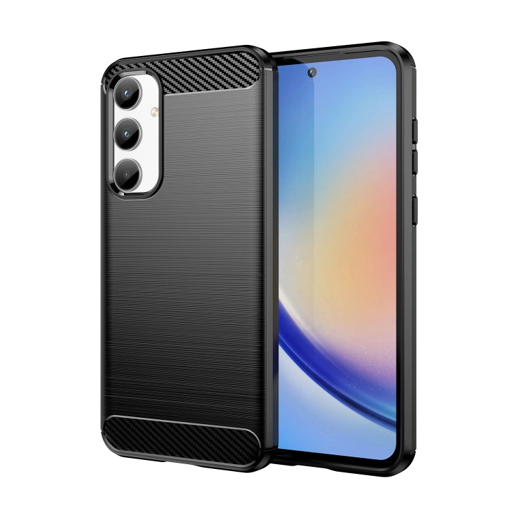 For Samsung Galaxy A35 Brushed Texture Carbon Fiber TPU Phone Case(Black) - Galaxy Phone Cases by buy2fix | Online Shopping UK | buy2fix