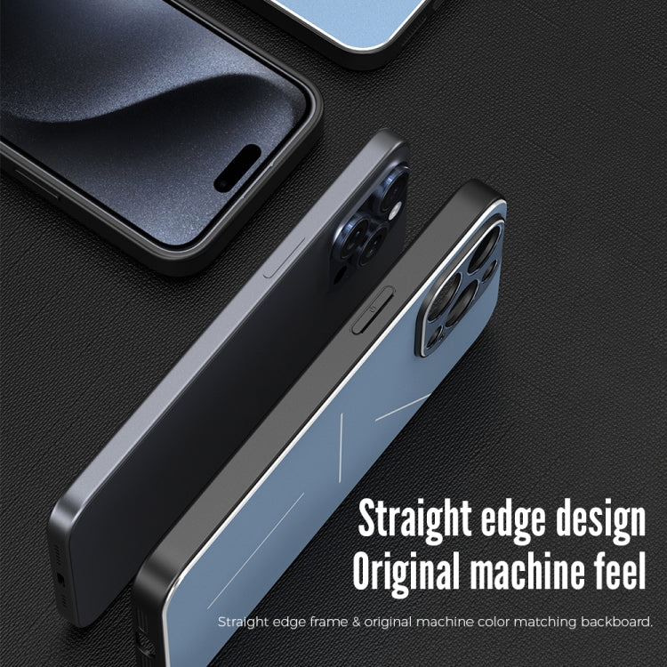 For iPhone 15 Plus R-JUST RJ52 3-Line Style Metal TPU Shockproof Phone Case(Blue) - iPhone 15 Plus Cases by R-JUST | Online Shopping UK | buy2fix