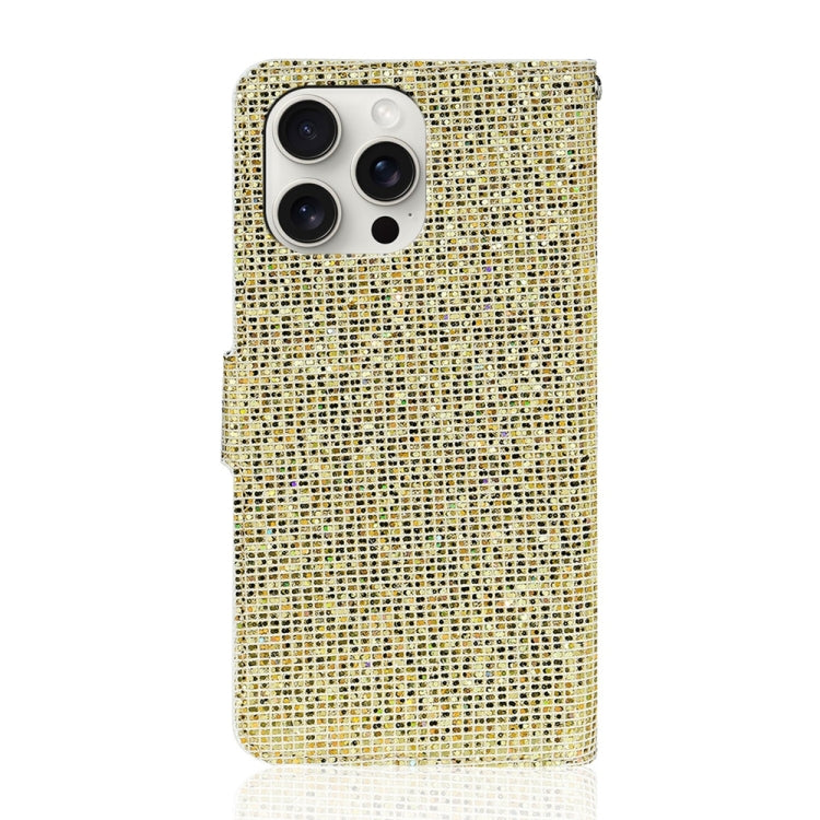 For iPhone 16 Pro Glitter Powder Filp Leather Phone Case(Gold) - iPhone 16 Pro Cases by buy2fix | Online Shopping UK | buy2fix