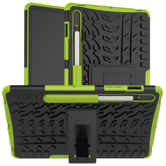 For Samsung Galaxy Tab S9 / S7 / S8 Tire Texture TPU + PC Tablet Case(Green) - Galaxy Tab S9 Cases by buy2fix | Online Shopping UK | buy2fix