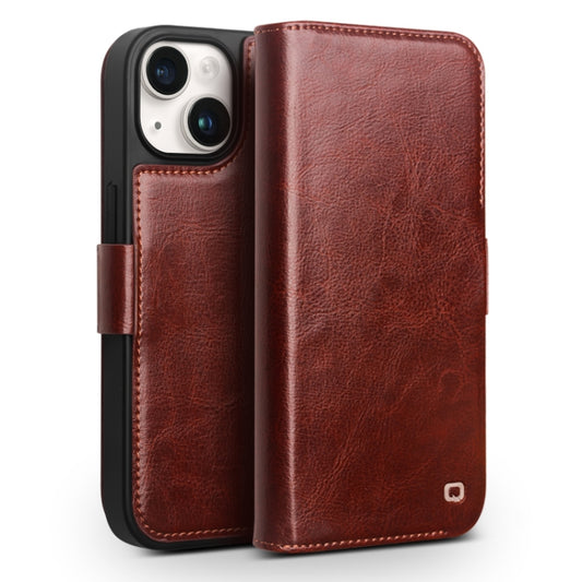 For iPhone 15 Plus QIALINO Classic 103 Buckle Genuine Leather Phone Case(Brown) - iPhone 15 Plus Cases by QIALINO | Online Shopping UK | buy2fix