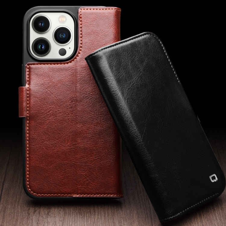 For iPhone 15 Pro Max QIALINO Classic 103 Buckle Genuine Leather Phone Case(Brown) - iPhone 15 Pro Max Cases by QIALINO | Online Shopping UK | buy2fix