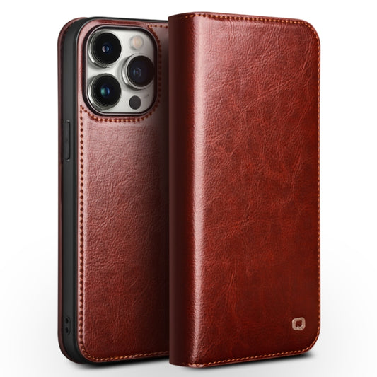 For iPhone 15 Pro QIALINO Classic Genuine Leather Phone Case(Brown) - iPhone 15 Pro Cases by QIALINO | Online Shopping UK | buy2fix