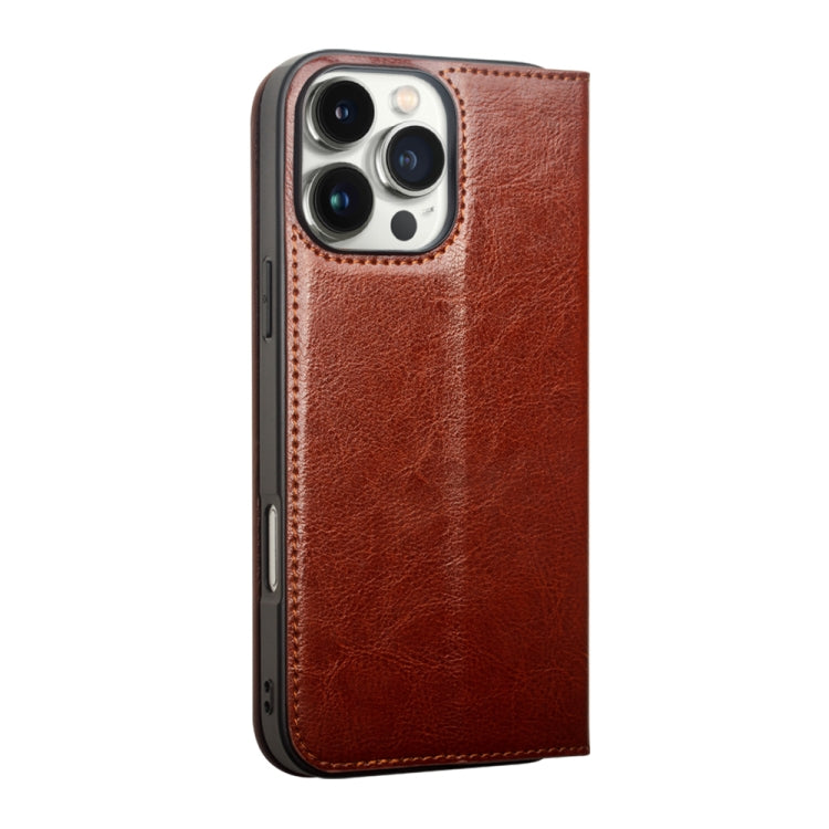 For iPhone 16 Pro QIALINO Classic Genuine Leather Phone Case(Brown) - iPhone 16 Pro Cases by QIALINO | Online Shopping UK | buy2fix