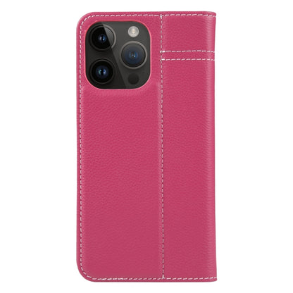 For iPhone 15 Pro Max GEBEI Top-grain Horizontal Flip Leather Phone Case(Rose Red) - iPhone 15 Pro Max Cases by GEBEI | Online Shopping UK | buy2fix