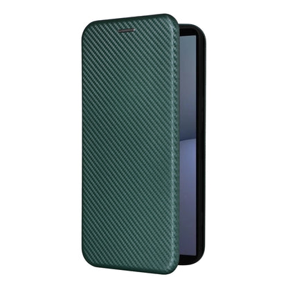 For Sony Xperia 1 VI 2024 Carbon Fiber Texture Flip Leather Phone Case(Green) - Sony Cases by buy2fix | Online Shopping UK | buy2fix