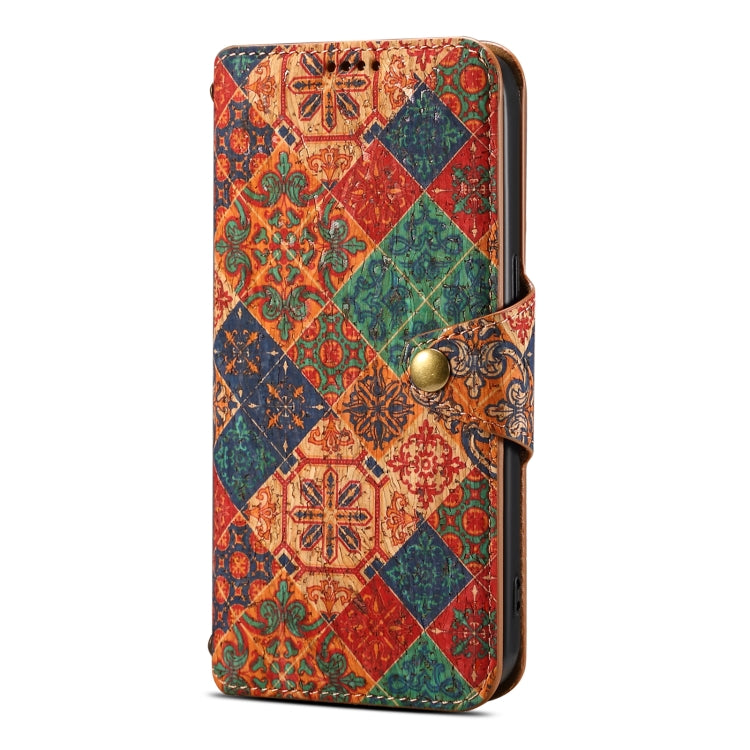 For iPhone 16 Plus Denior Flower Language Series Cork Fabric Oil Edge Leather Phone Case(Winter) - iPhone 16 Plus Cases by Denior | Online Shopping UK | buy2fix