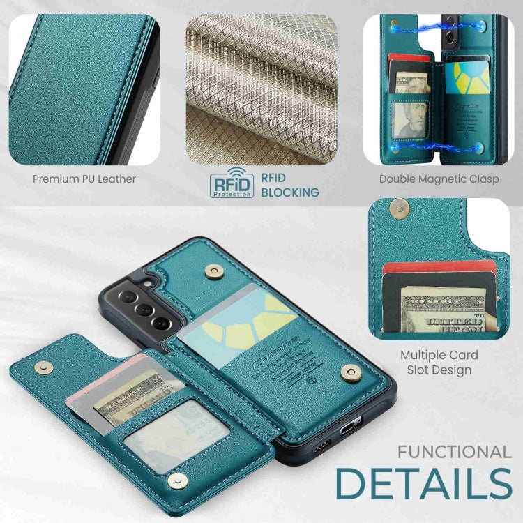 For Samsung Galaxy S21 FE 5G CaseMe C22 Card Slots Holder RFID Anti-theft Phone Case(Blue Green) - Galaxy Phone Cases by CaseMe | Online Shopping UK | buy2fix