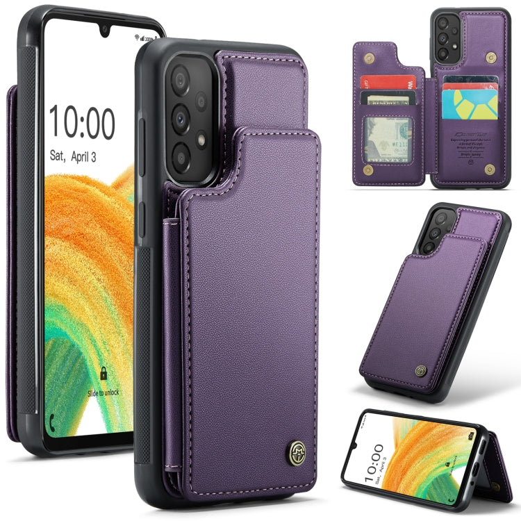 For Samsung Galaxy A33 5G CaseMe C22 Card Slots Holder RFID Anti-theft Phone Case(Purple) - Galaxy Phone Cases by CaseMe | Online Shopping UK | buy2fix