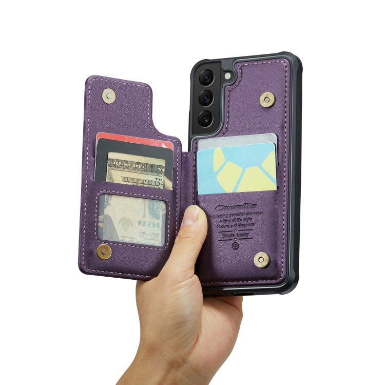 For Samsung Galaxy S21 5G CaseMe C22 Card Slots Holder RFID Anti-theft Phone Case(Purple) - Galaxy S21 5G Cases by CaseMe | Online Shopping UK | buy2fix