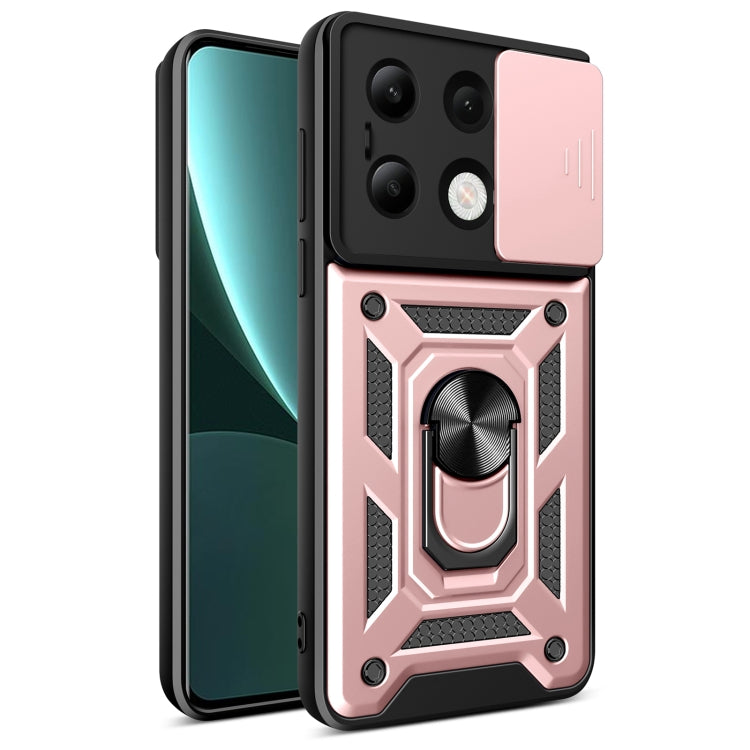 For Xiaomi Redmi Note 13 4G Global Sliding Camera Cover Design TPU Hybrid PC Phone Case(Rose Gold) - Note 13 Cases by buy2fix | Online Shopping UK | buy2fix