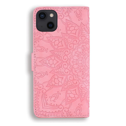 For iPhone 16 Pro Max Mandala Embossed Dual-Fold Calf Leather Phone Case(Pink) - iPhone 16 Pro Max Cases by buy2fix | Online Shopping UK | buy2fix