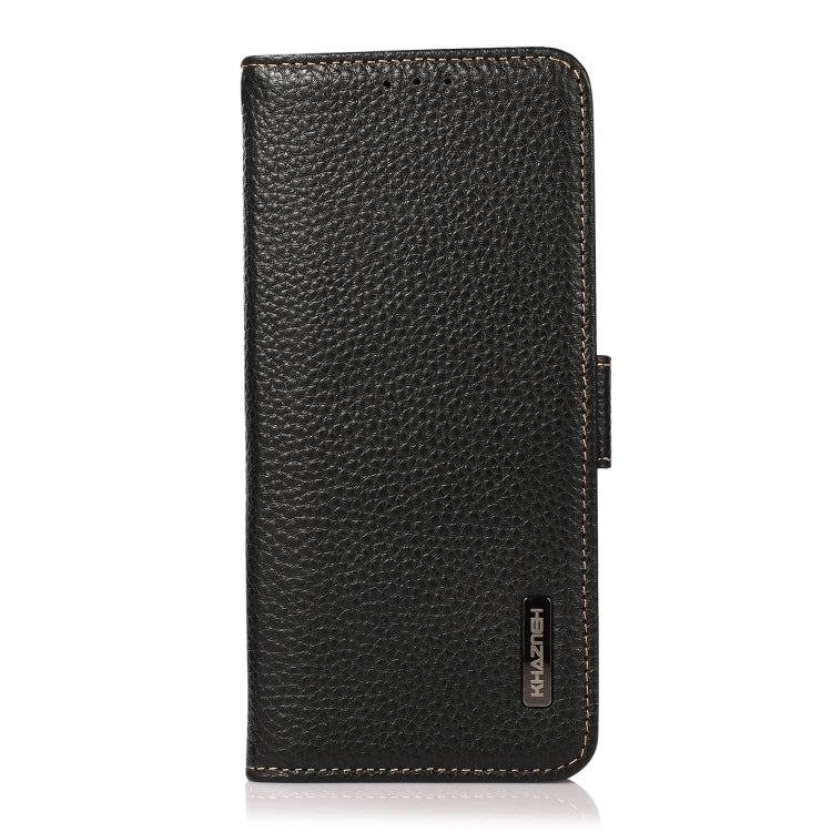 For Xiaomi Redmi K70 KHAZNEH Side-Magnetic Litchi Genuine Leather RFID Phone Case(Black) - K70 Cases by buy2fix | Online Shopping UK | buy2fix