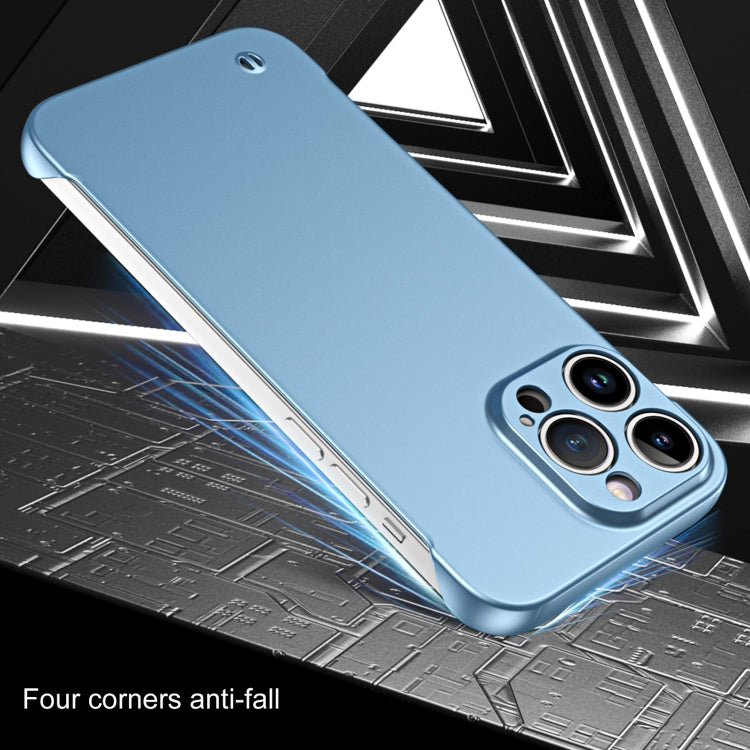 For iPhone 15 Plus Frameless Metallic Paint Hybrid PC Phone Case(Sierra Blue) - iPhone 15 Plus Cases by buy2fix | Online Shopping UK | buy2fix