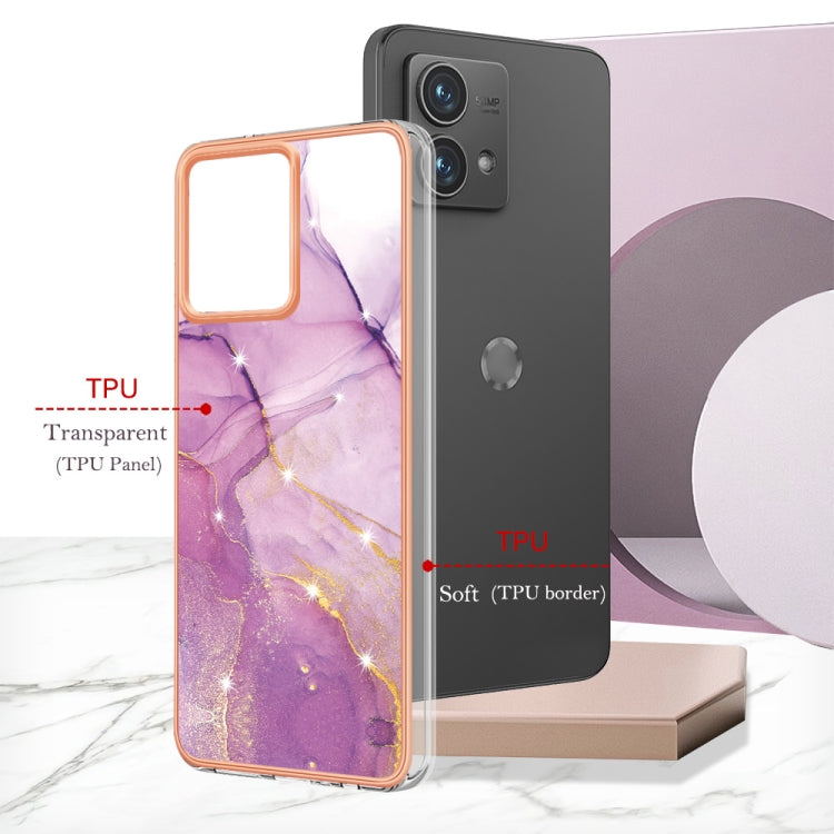 For Motorola Moto G84 Electroplating Marble Dual-side IMD Phone Case(Purple 001) - Motorola Cases by buy2fix | Online Shopping UK | buy2fix