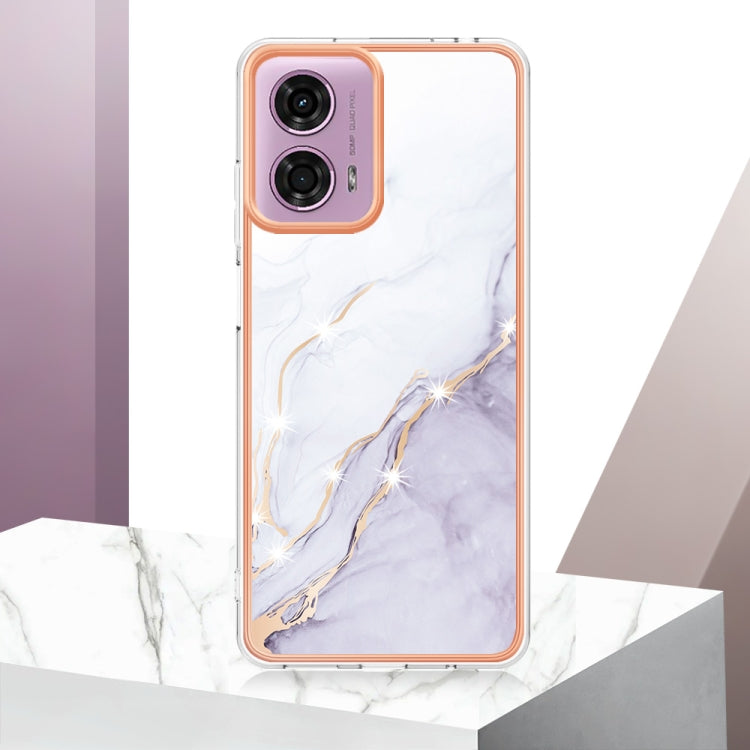 For Motorola Moto G24 4G / G04 4G Electroplating Marble Dual-side IMD Phone Case(White 006) - Motorola Cases by buy2fix | Online Shopping UK | buy2fix