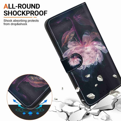 For Honor 50 Lite Crystal Texture Colored Drawing Leather Phone Case(Purple Peony) - Honor Cases by buy2fix | Online Shopping UK | buy2fix