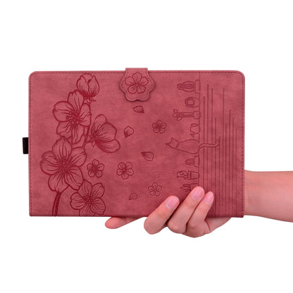 For Lenovo Tab M11 / Xiaoxin Pad 11 2024 Cartoon Sakura Cat Embossed Leather Tablet Case(Red) - Lenovo by buy2fix | Online Shopping UK | buy2fix