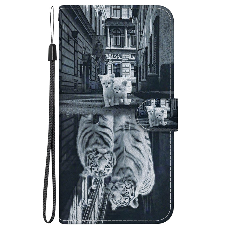For OPPO Reno11 Pro 5G Global Crystal Texture Colored Drawing Leather Phone Case(Cat Tiger Reflection) - Reno11 Pro Cases by buy2fix | Online Shopping UK | buy2fix